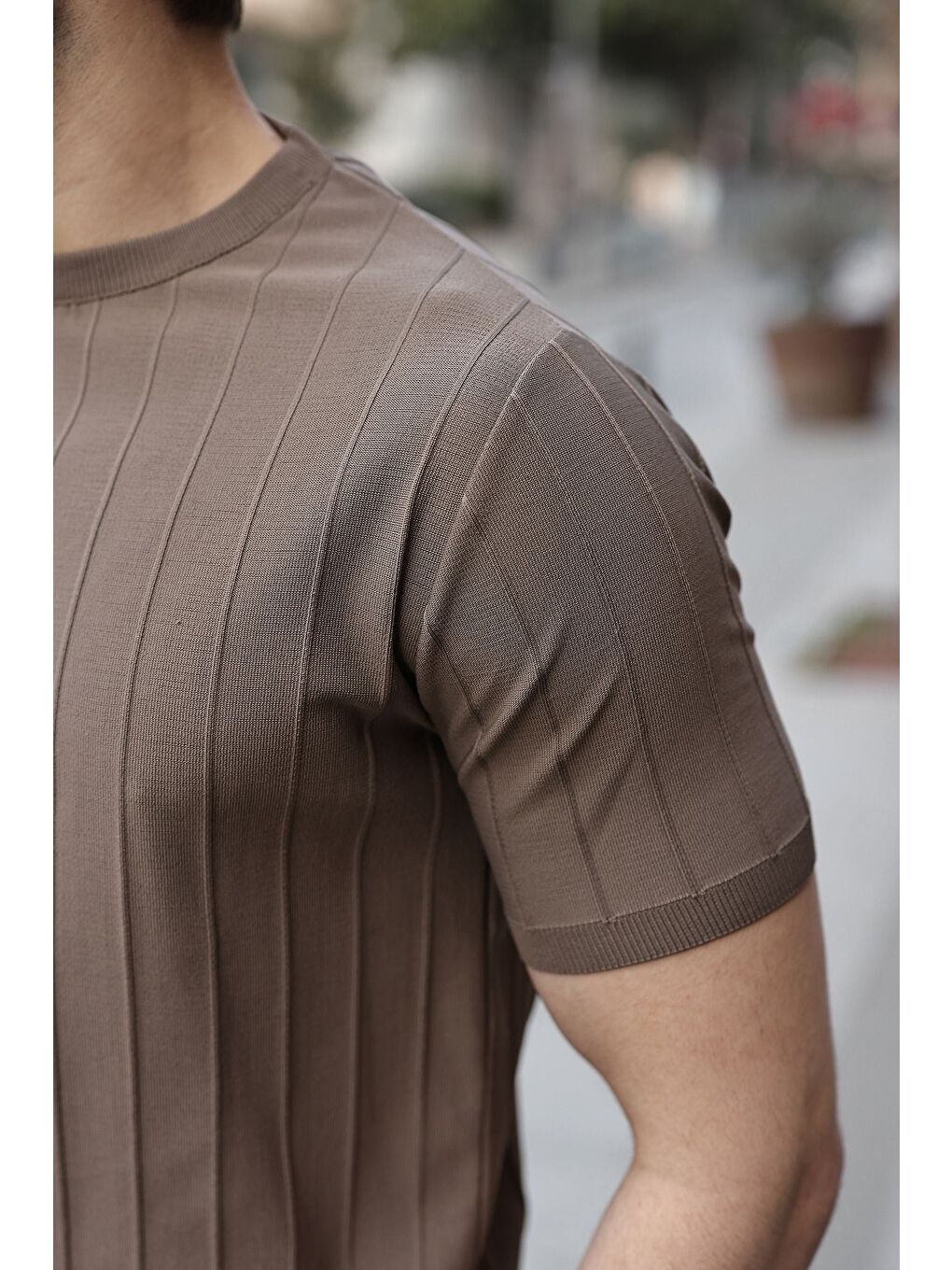 Erkek Açık Kahverengi Tişört 5684-2