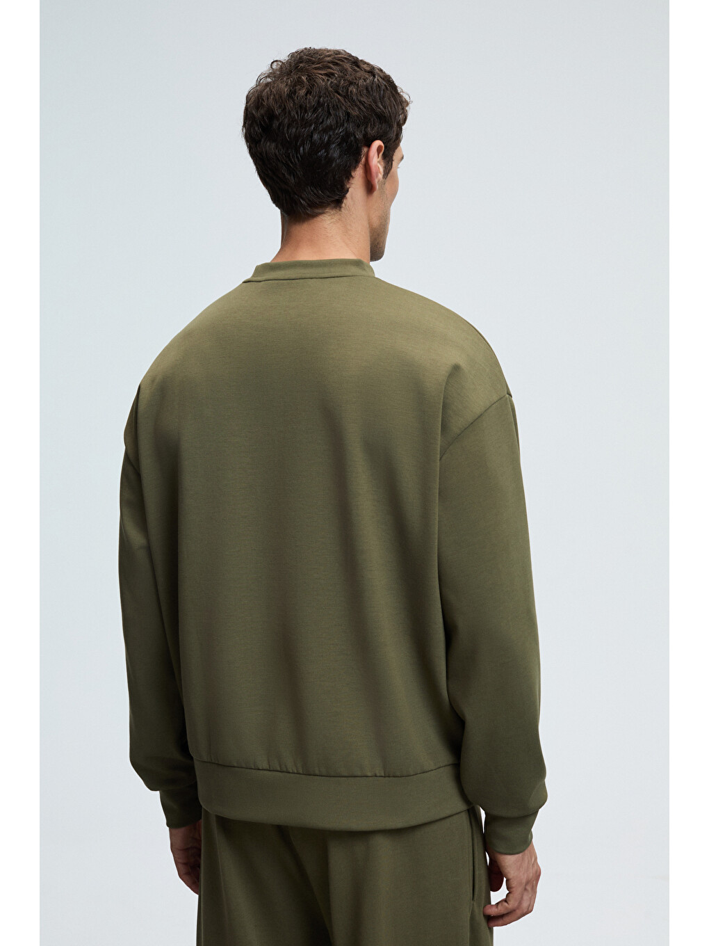 Vıento Erkek Bisiklet Yaka Uzun Kollu Regular Fit Haki Sweatshirt-5