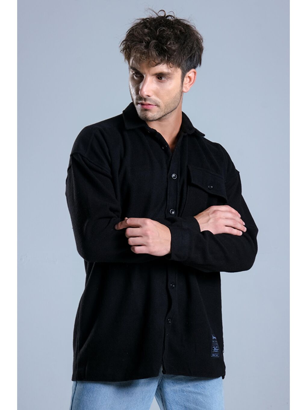 Siyah Tek Cepli Kaşe Oduncu Gömlek MAR 4155-4