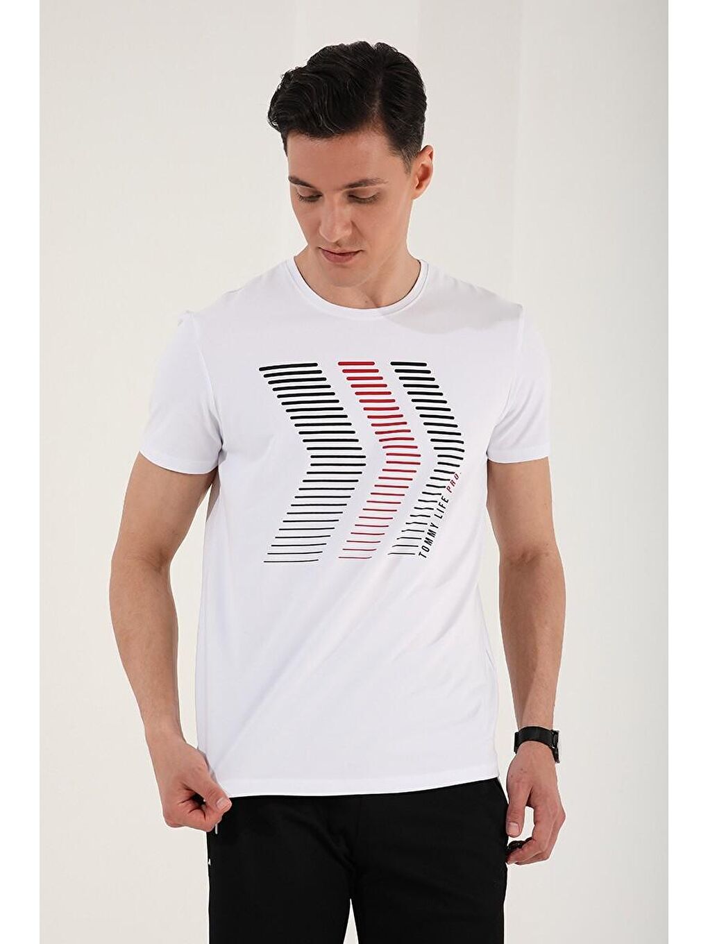 Beyaz Karışık Harf Rakam Baskılı Rahat Form O Yaka Erkek Tişört - 87960-2