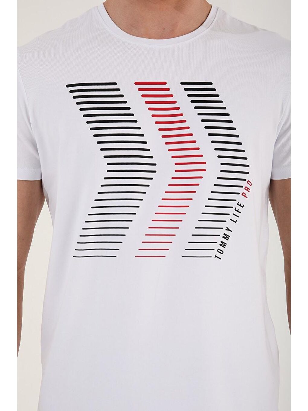 Beyaz Karışık Harf Rakam Baskılı Rahat Form O Yaka Erkek Tişört - 87960-3