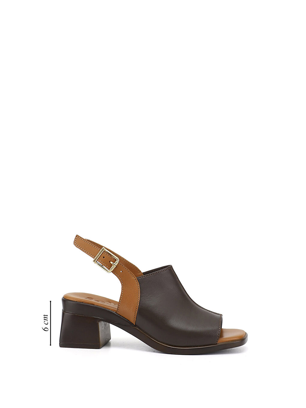 Kahverengi Kadın TÜTÜN KAHVE Kalın Topuklu Hakiki Deri Sandalet-1