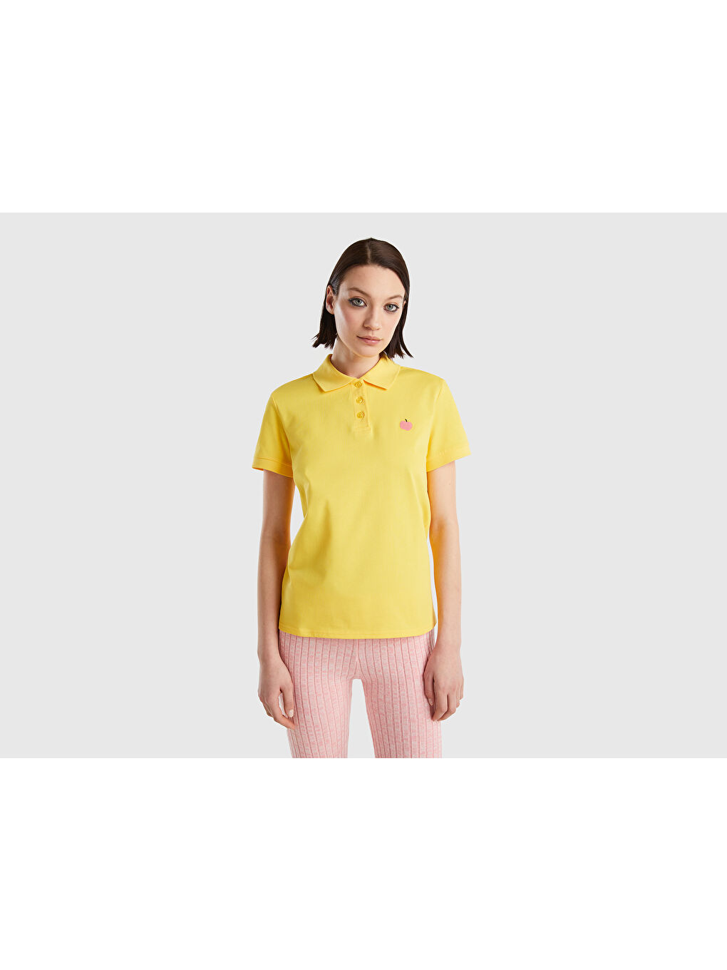 United Colors Of Benetton Kadın Sarı Meyve Logolu Polo T-Shirt