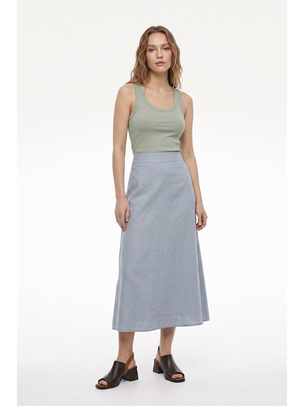 Kahverengi Kadın TÜTÜN KAHVE Kalın Topuklu Hakiki Deri Sandalet-2