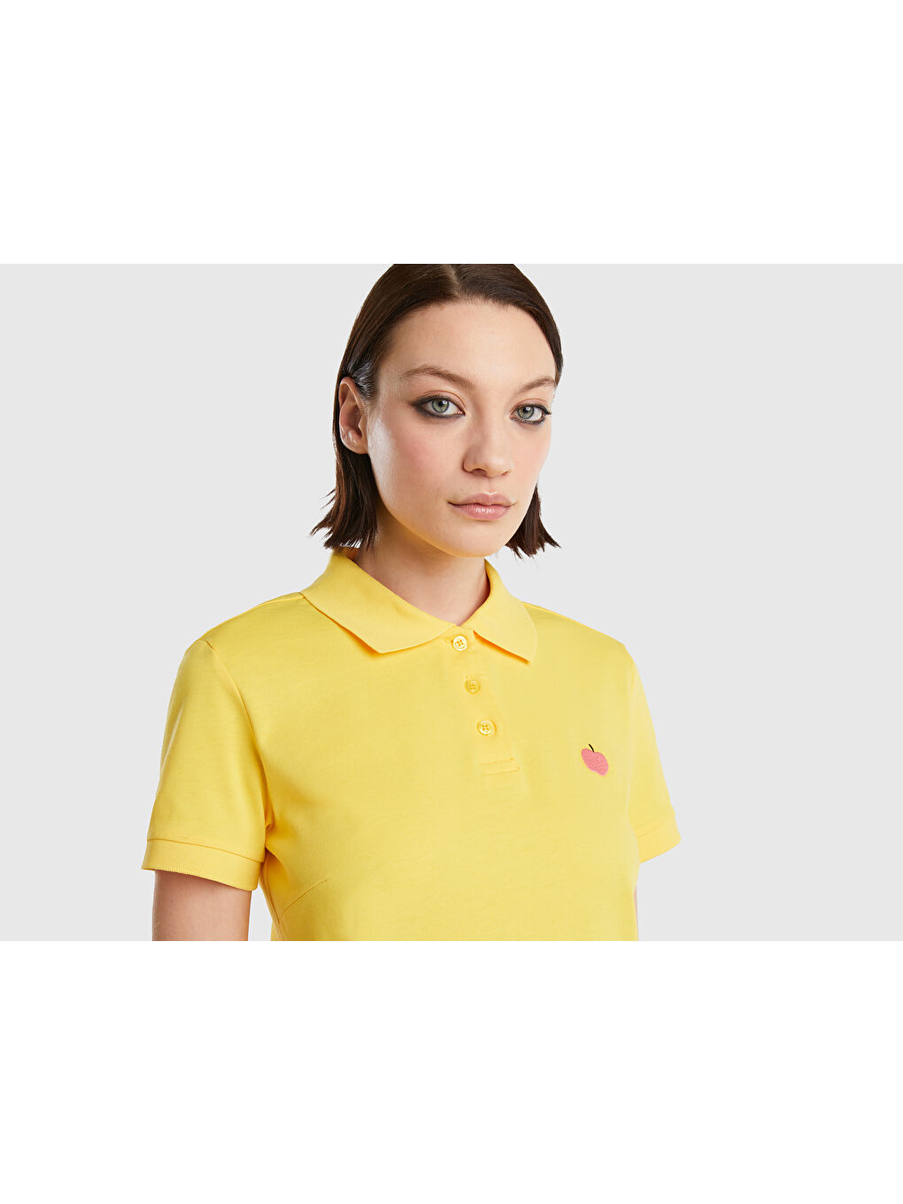 United Colors Of Benetton Kadın Sarı Meyve Logolu Polo T-Shirt - 5