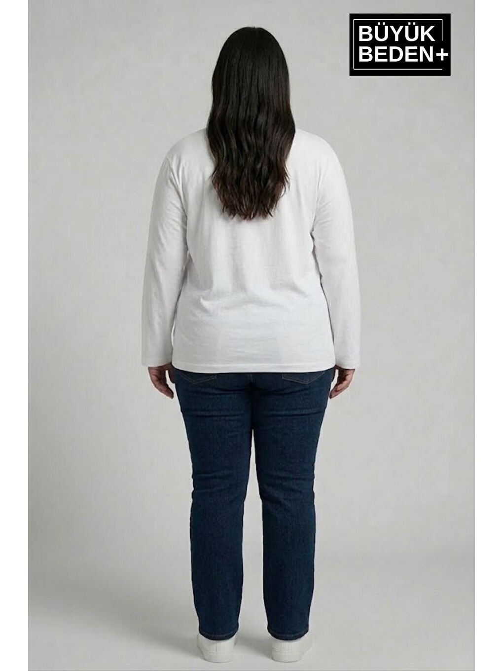 Beyaz Kadın Büyük Beden Milano İtalia Baskılı 2 İplik Bisiklet Yaka Tişört SPR26BTSK942-9-2