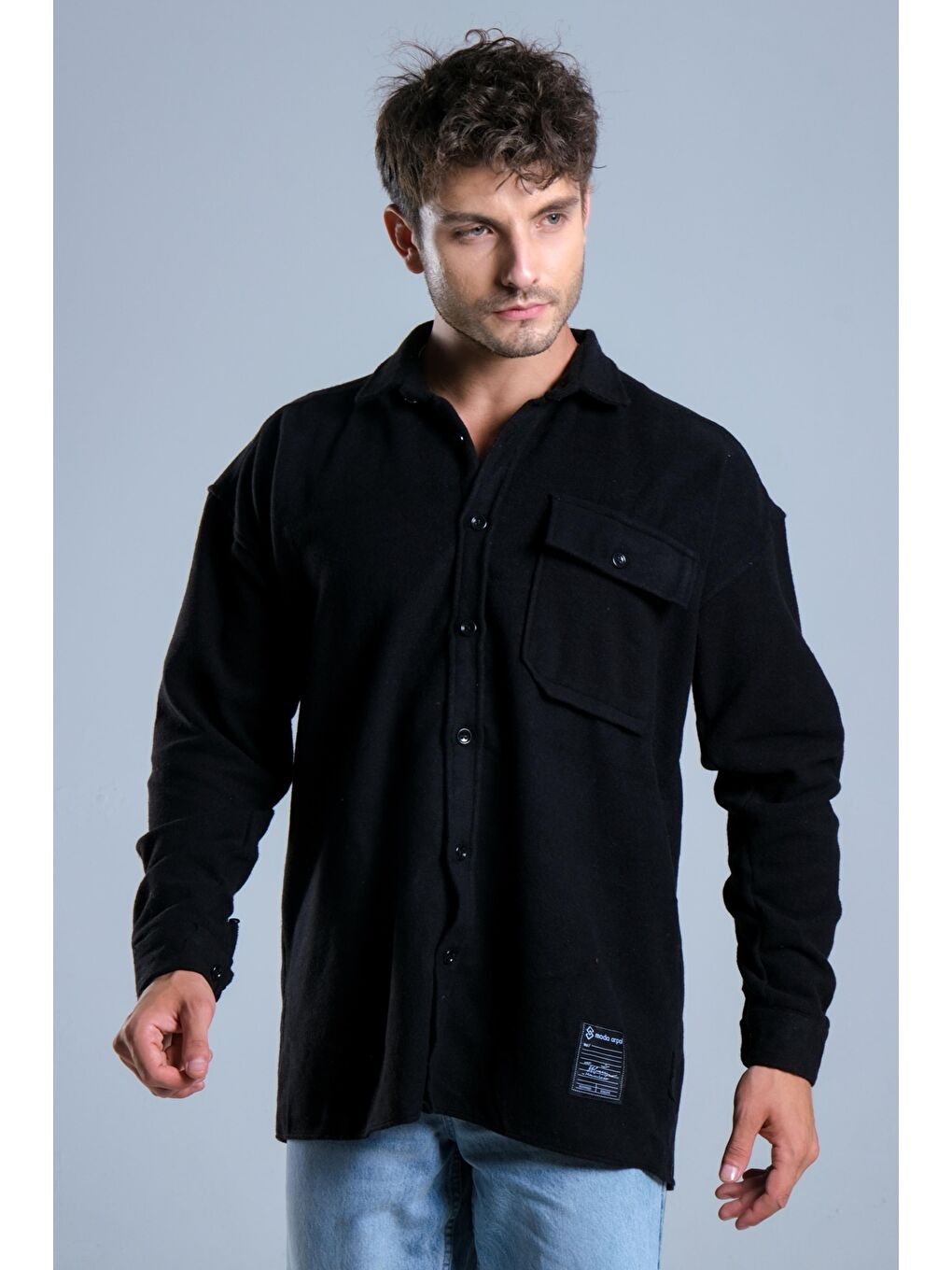 Siyah Tek Cepli Kaşe Oduncu Gömlek MAR 4155-5