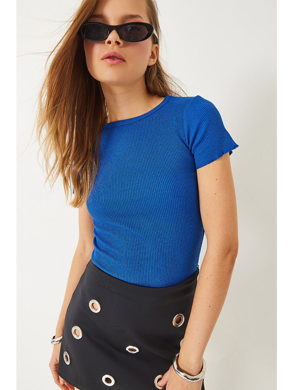 Mavi Kadın Fitilli Kaşkorse Basic T-Shirt