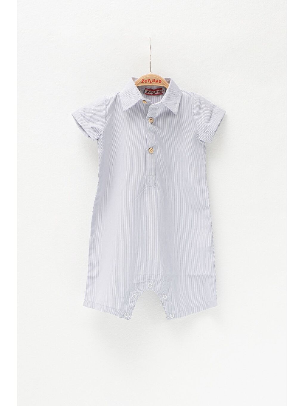 Erkek Bebek Gri Çizgili Dokuma Tulum (3-36Ay)