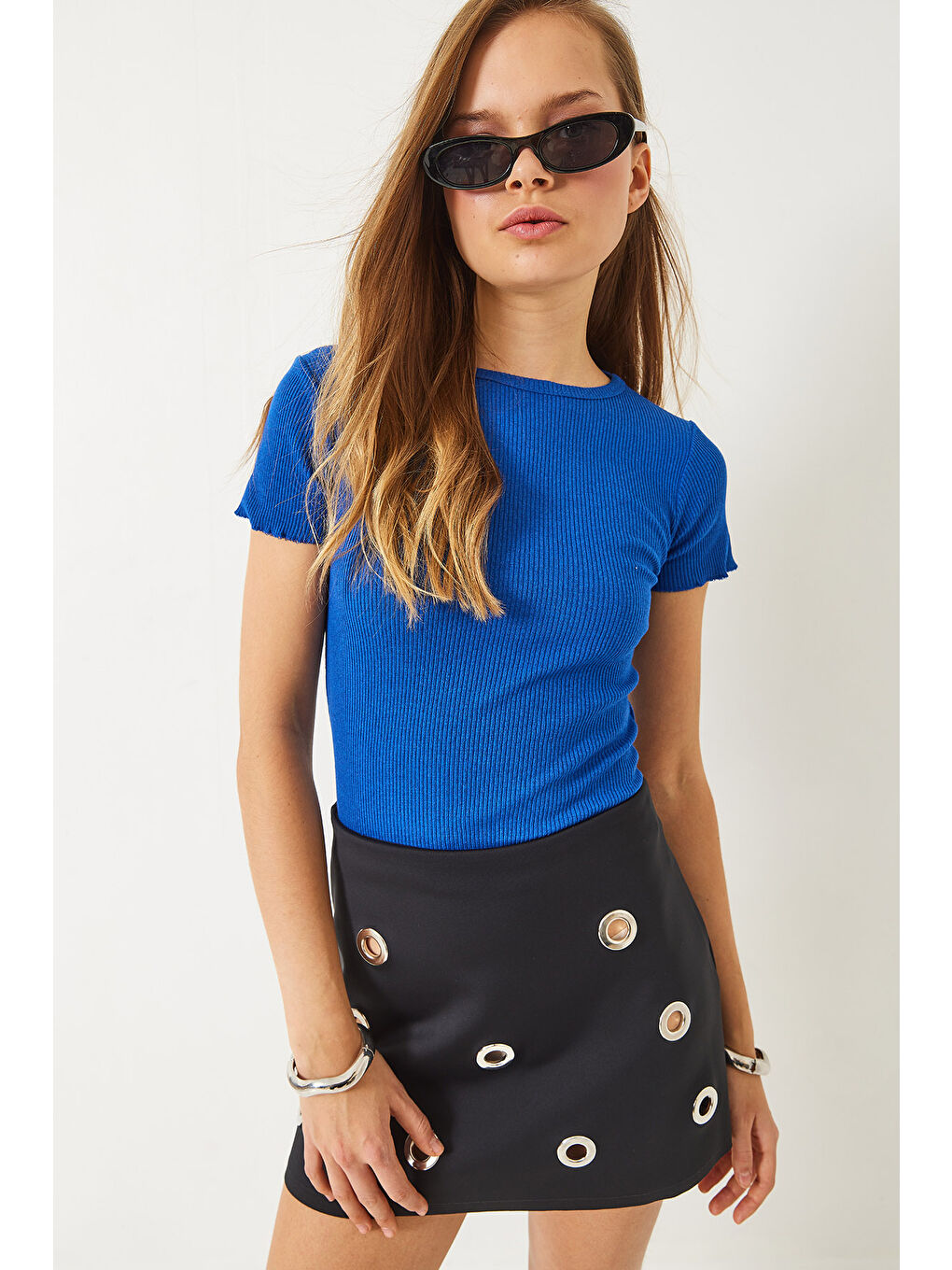 Mavi Kadın Fitilli Kaşkorse Basic T-Shirt-1