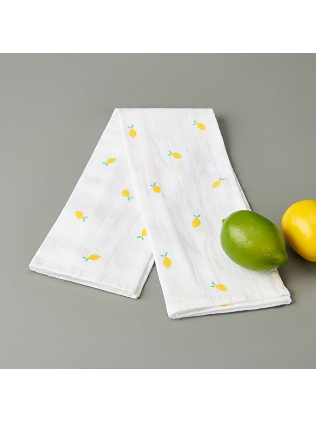 Soft Müslin Limon Desenli Kurulama Bezi - Beyaz - 40x60 cm-2
