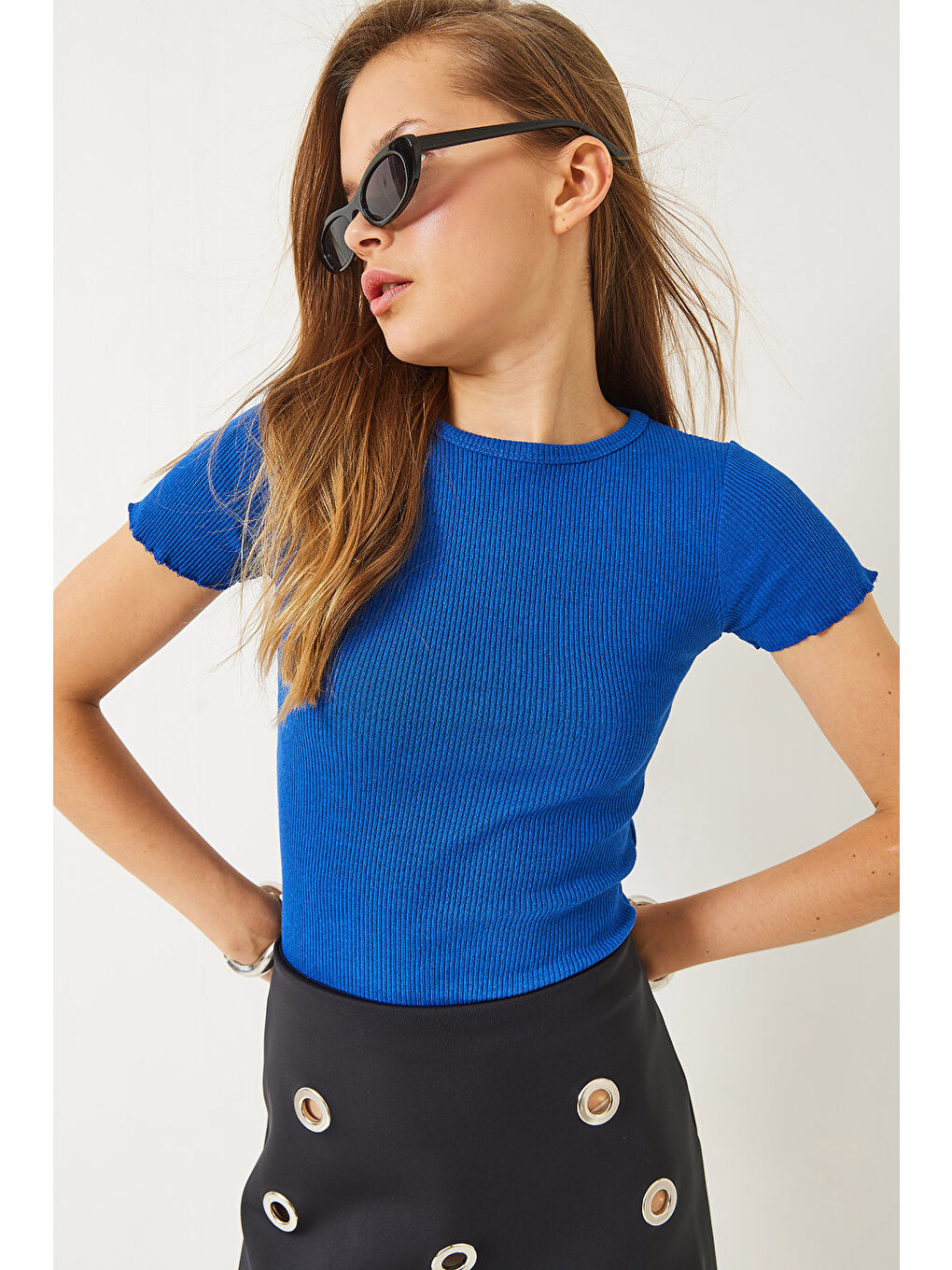 Mavi Kadın Fitilli Kaşkorse Basic T-Shirt-2