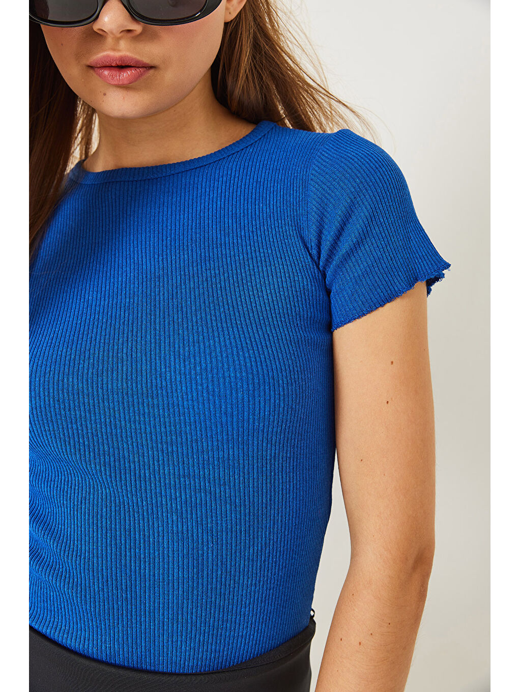 Mavi Kadın Fitilli Kaşkorse Basic T-Shirt-5