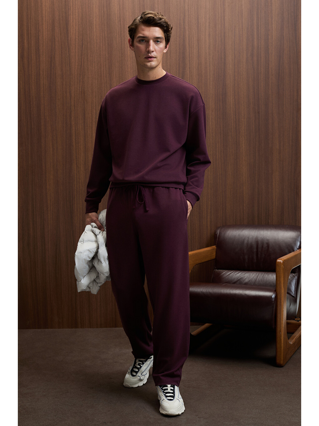 Vıento Erkek Bisiklet Yaka Uzun Kollu Regular Fit Bordo Sweatshirt-1