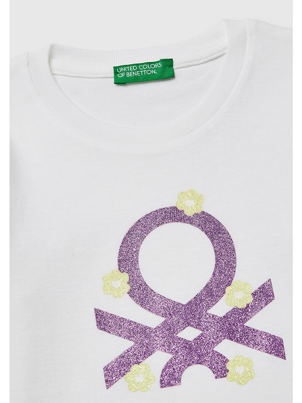 Kız Çocuk Beyaz Simli Renkli Grafik Baskılı Yuvarlak Yaka Uzun Kollu T-Shirt-2