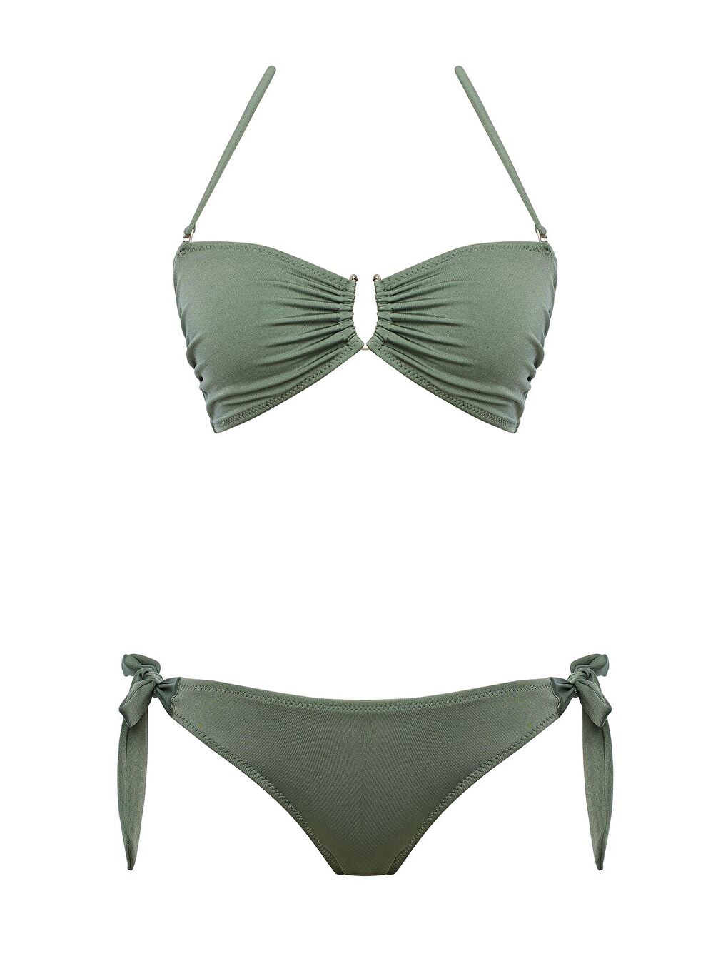 Petrol Aksesuarlı Straplez Bikini Takım