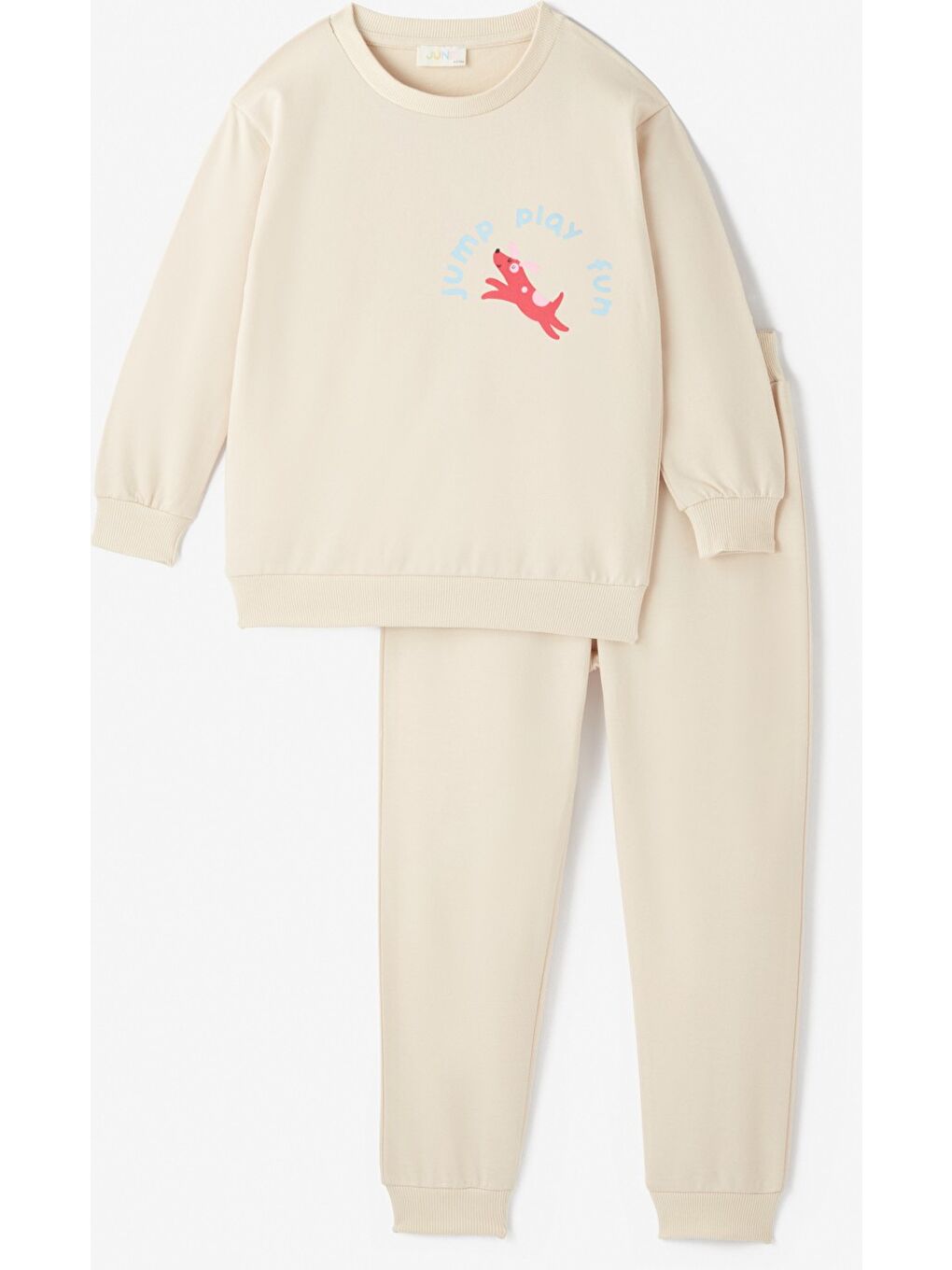 Bej Kız Çocuk Baskılı Eşofman Takımı