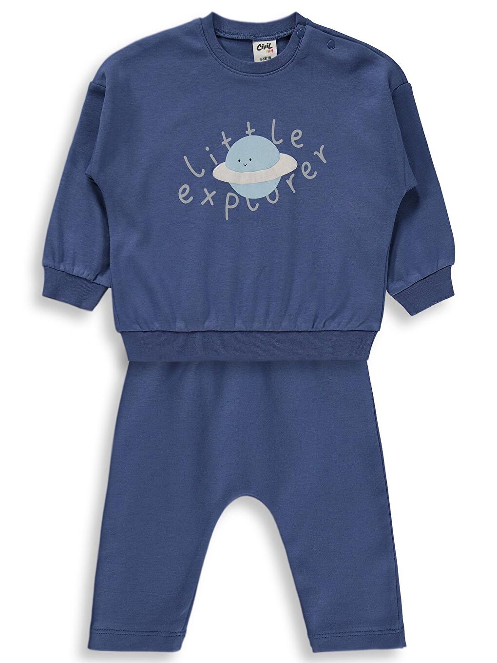 İndigo Baby Little Explorer Dünya Baskılı 6-18 Ay Takım - Mavi 9-12 Ay-2