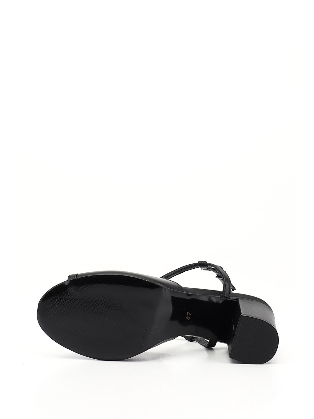 Siyah Kadın SİYAH Kalın Topuklu Arkası Açık Hakiki Deri Sandalet-5