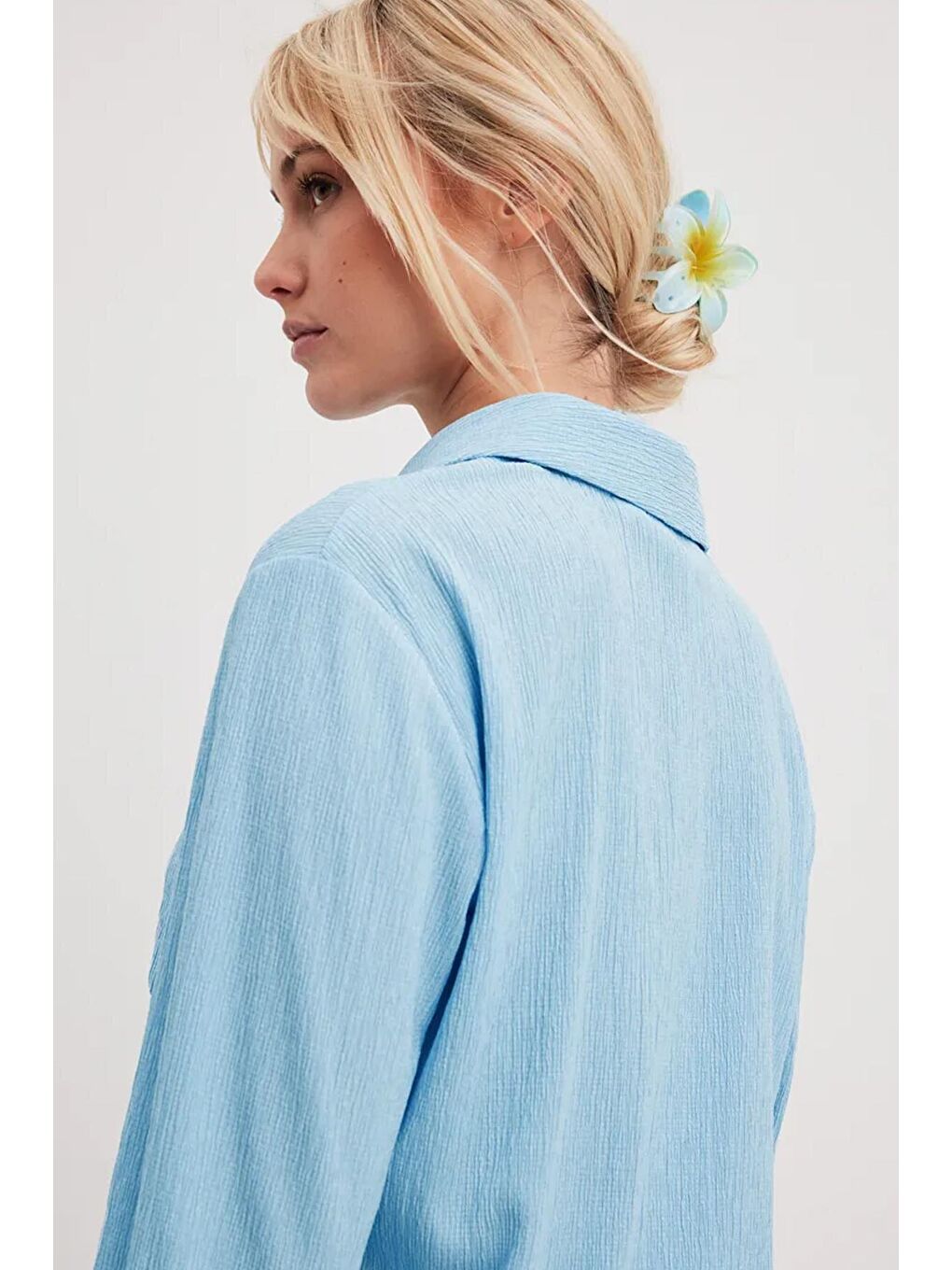 Mavi Büyük Hibiscus Lüks Asetat Mandal Toka-2