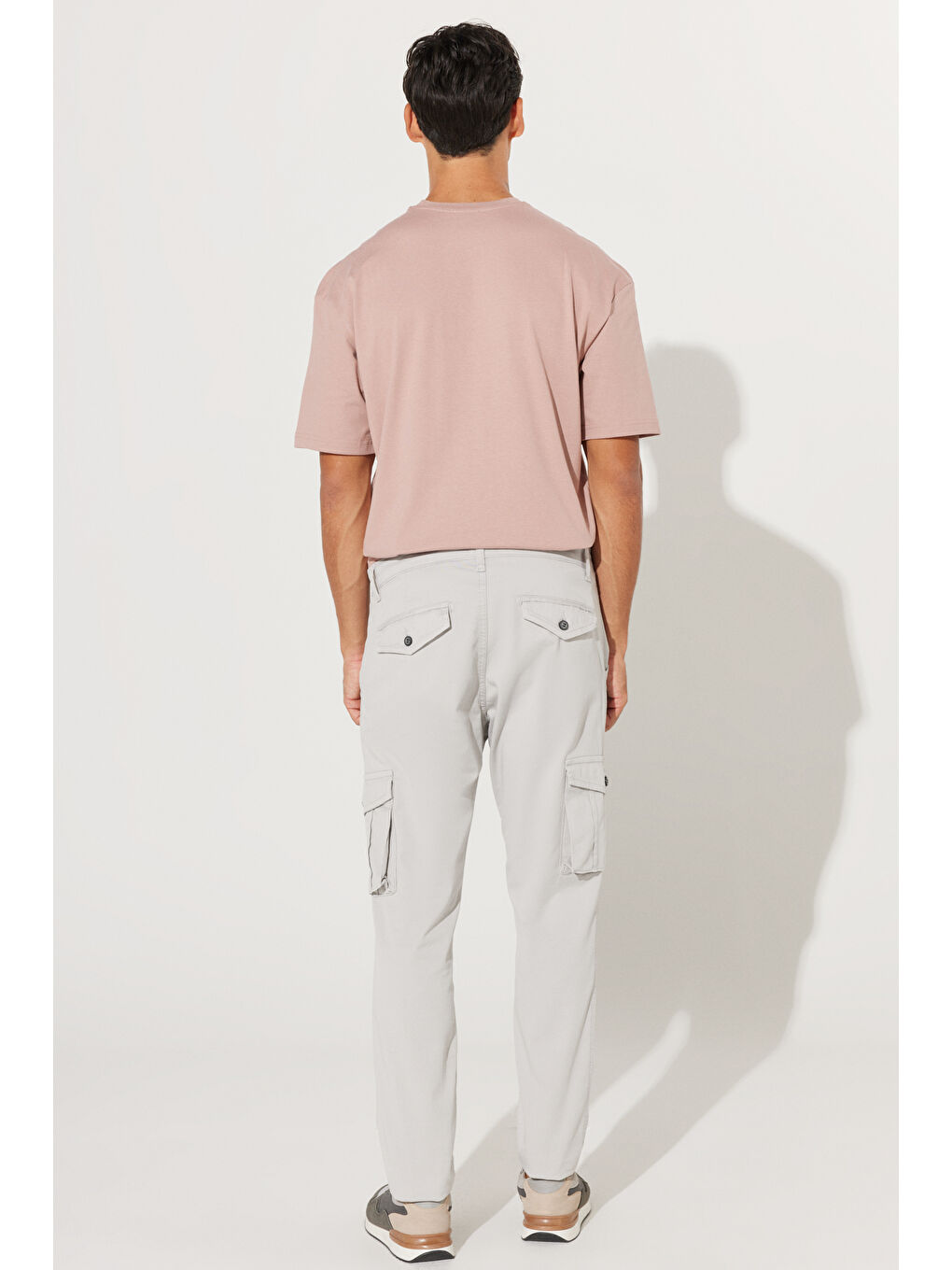 Bej Erkek Taş Slim Fit Dar Kesim Kargo Cepli Pamuklu Esnek Pantolon-4