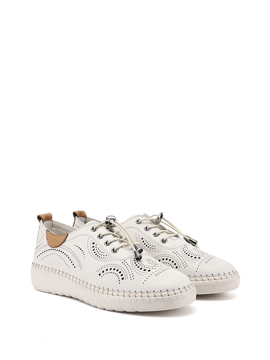 Bej Kadın YENİ BEJ Bağcıklı Hakiki Deri Comfort Ayakkabı-1