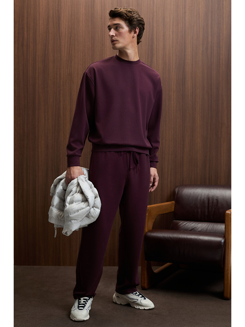 Vıento Erkek Bisiklet Yaka Uzun Kollu Regular Fit Bordo Sweatshirt-2