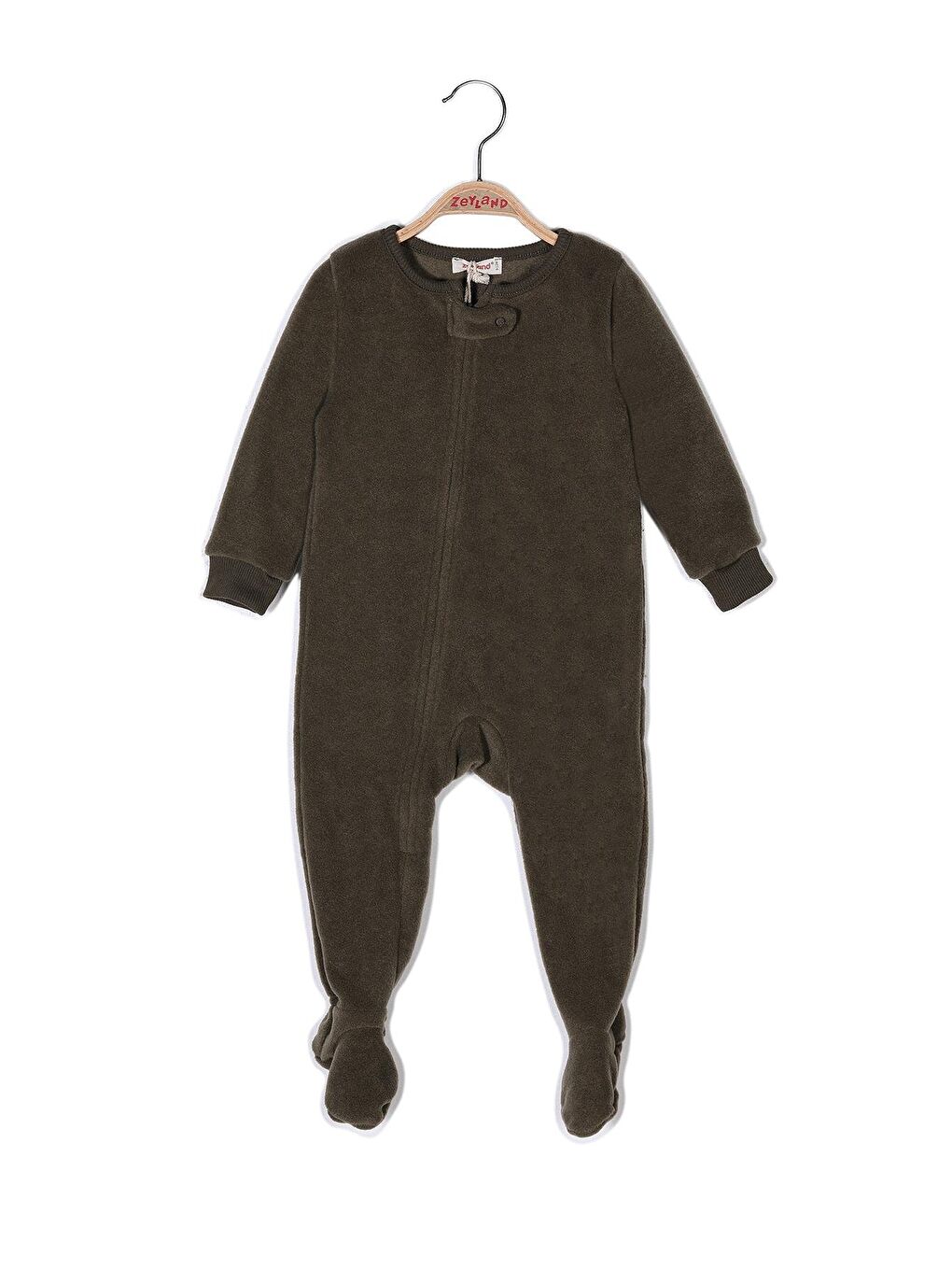 Haki Erkek Bebek Fermuarlı Polar Tulum