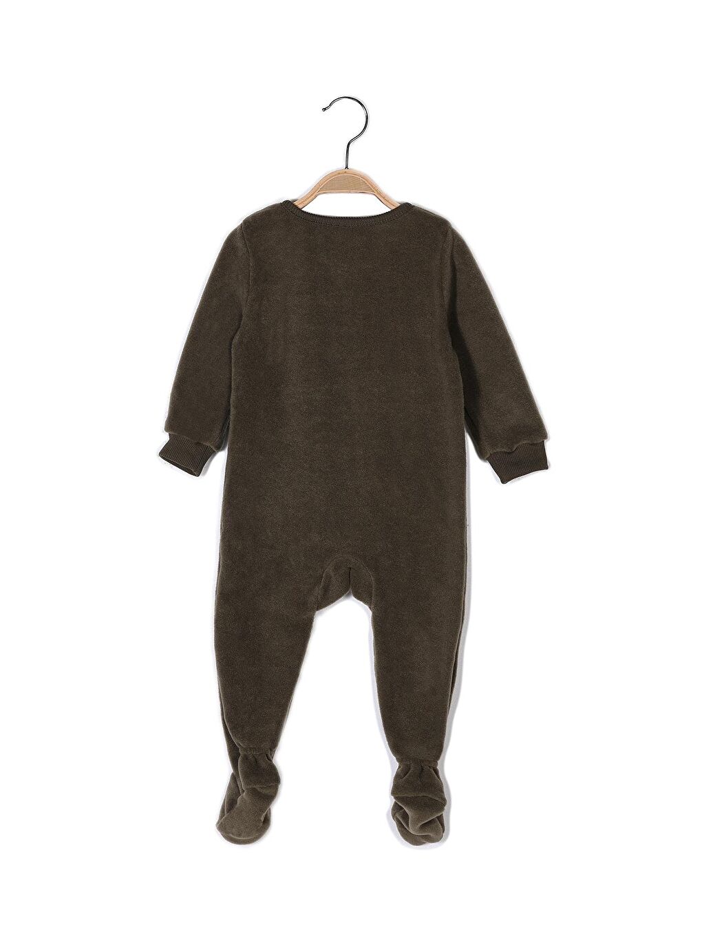 Haki Erkek Bebek Fermuarlı Polar Tulum-1