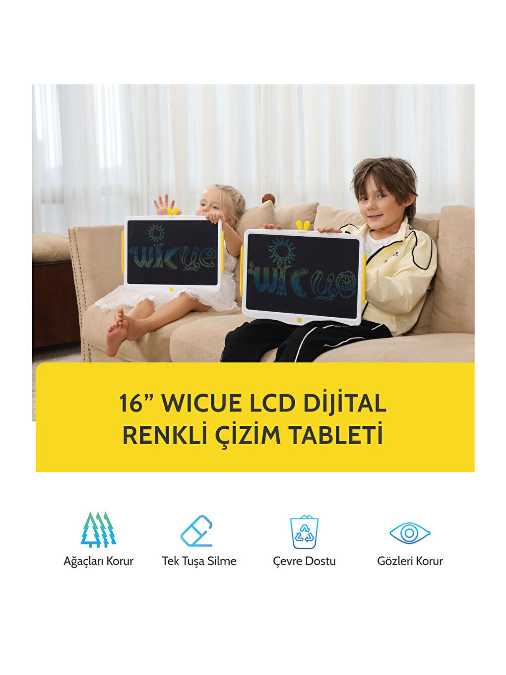 Wicue 16" Little Chick Renkli LCD Dijital Tablet W16S-3