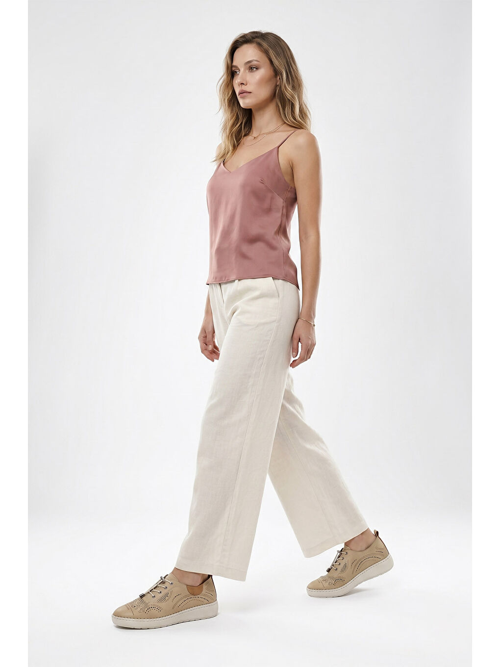 Bej Kadın AÇIK NUDE Bağcıklı Hakiki Deri Comfort Ayakkabı-2