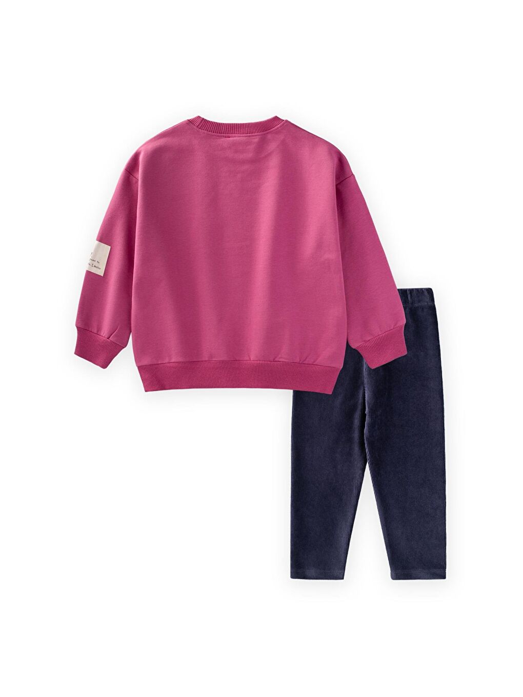 Kadife Taytlı Sweatshirt Takım 2-10 Yaş Fuşya-2