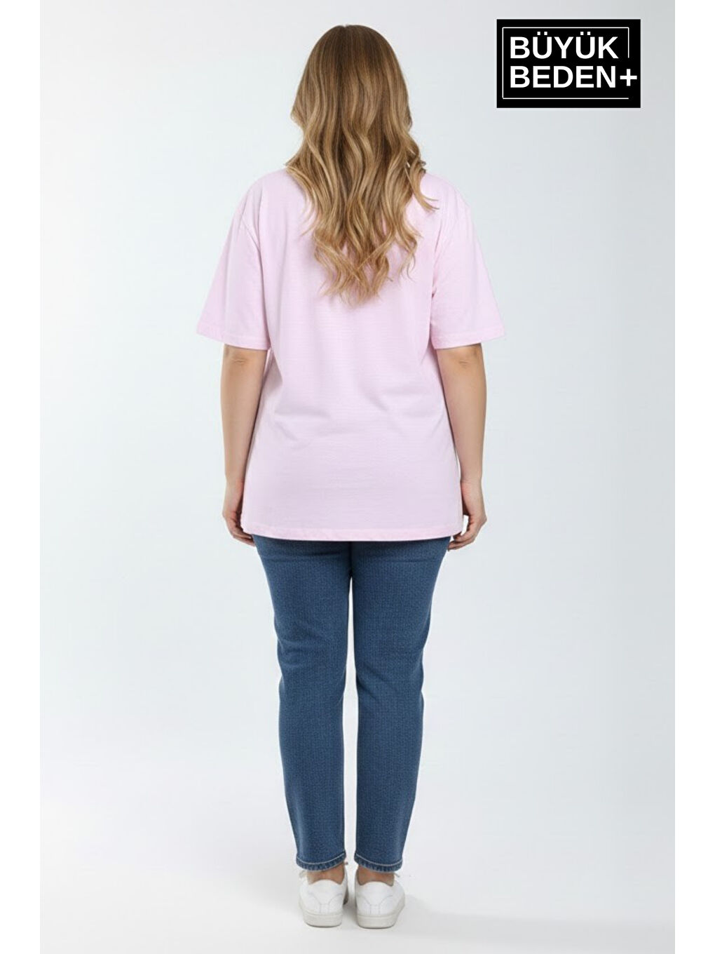 Pembe Büyük Beden Kadın Basic Tişört – Pamuklu Düz T-Shirt 3XL-6XL SPR26BTSK10-3