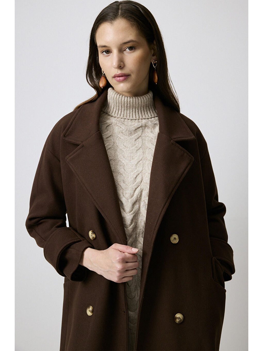 Kahverengi Kaşe Kaban-1