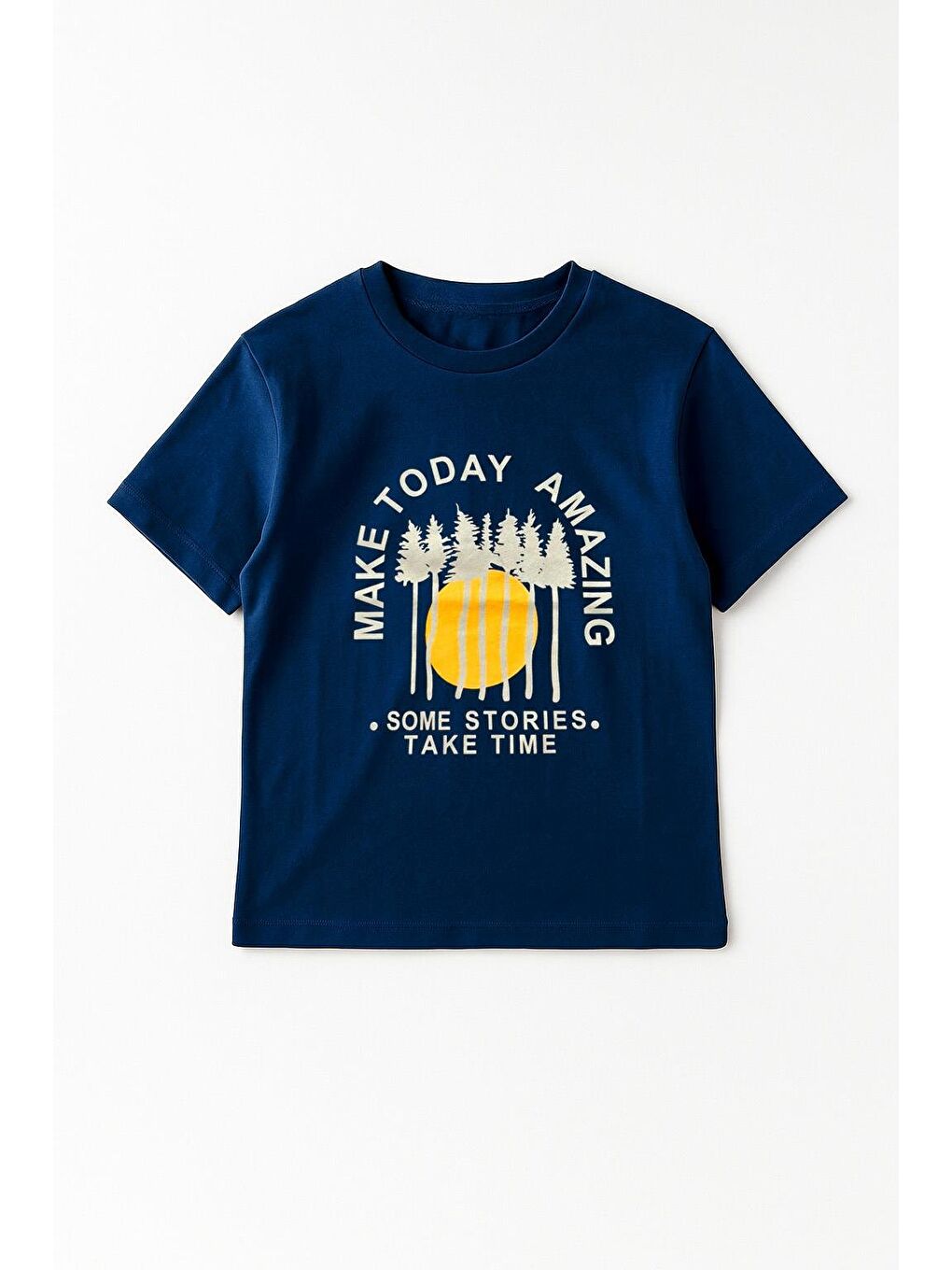 Erkek Çocuk %100 Pamuklu Baskılı Kısa Kollu Tişört - Lacivert (3-4 Yaş 8-9 Yaş)-1