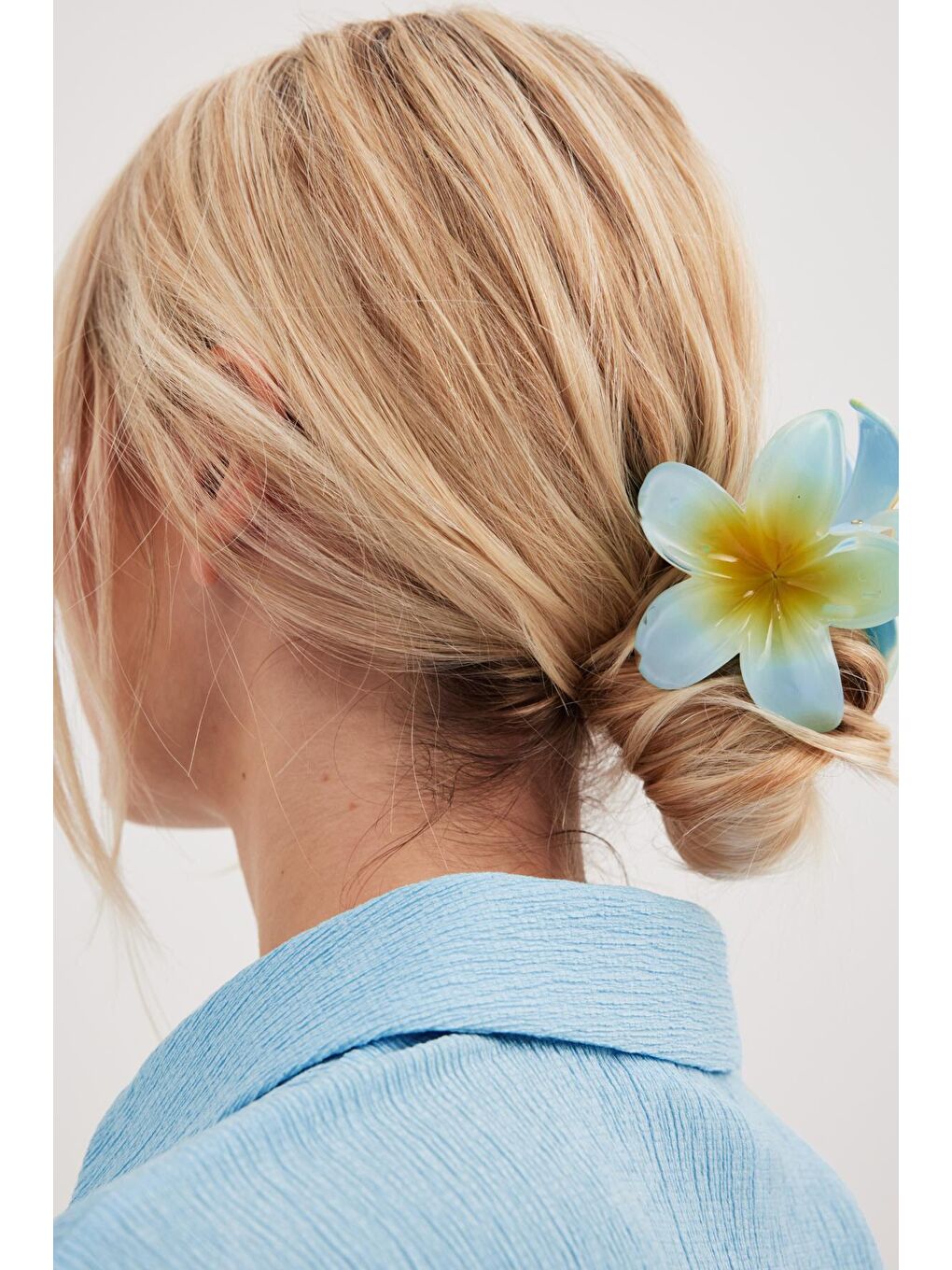 Mavi Büyük Hibiscus Lüks Asetat Mandal Toka-4