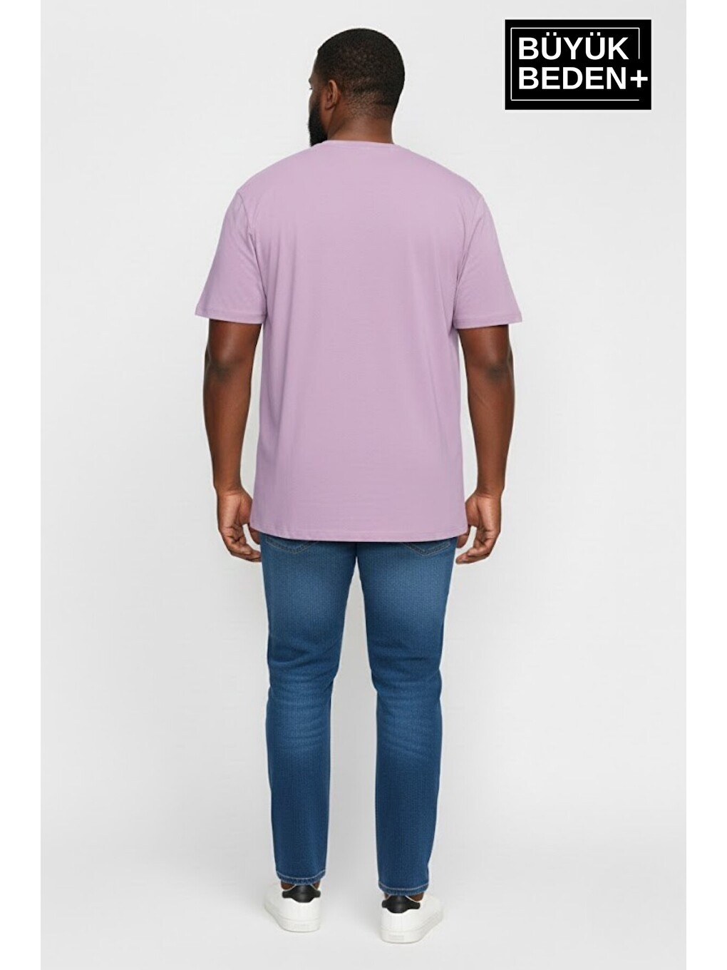 Lila Erkek Büyük Beden N Baskılı 3xl-6xl Bisiklet Yaka Tshırt SPR26BTS510-19-2