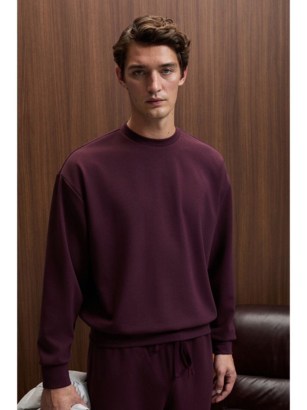 Vıento Erkek Bisiklet Yaka Uzun Kollu Regular Fit Bordo Sweatshirt-3