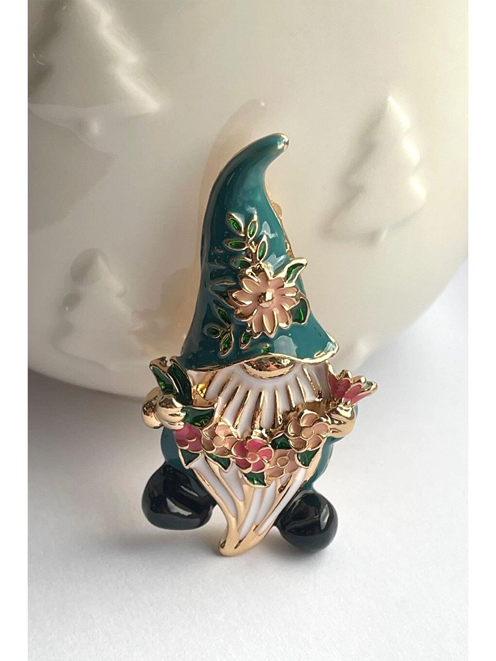 Sarı Gnome Büyük Şapkalı Cüce Broş-1