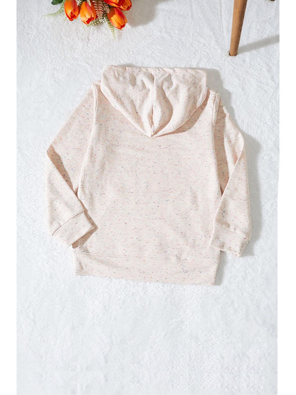 Cansın Mini Pembe Kırçıllı Kanguru Cepli Kız Çocuk Kapüşonlu Sweatshirt 17341 - 3