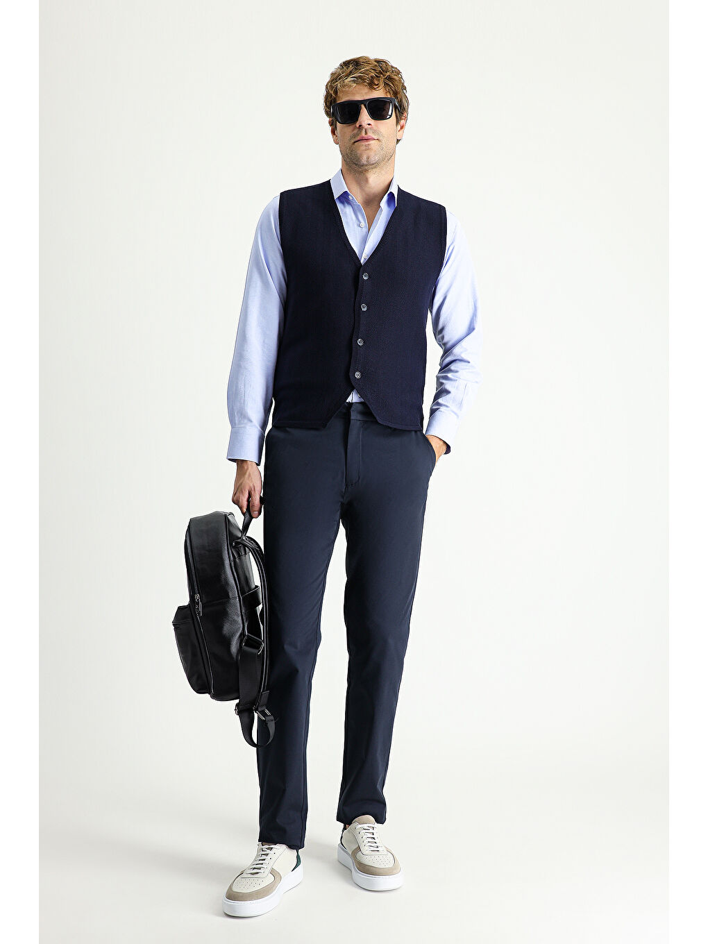 Lacivert Pamuklu Triko Yelek-2