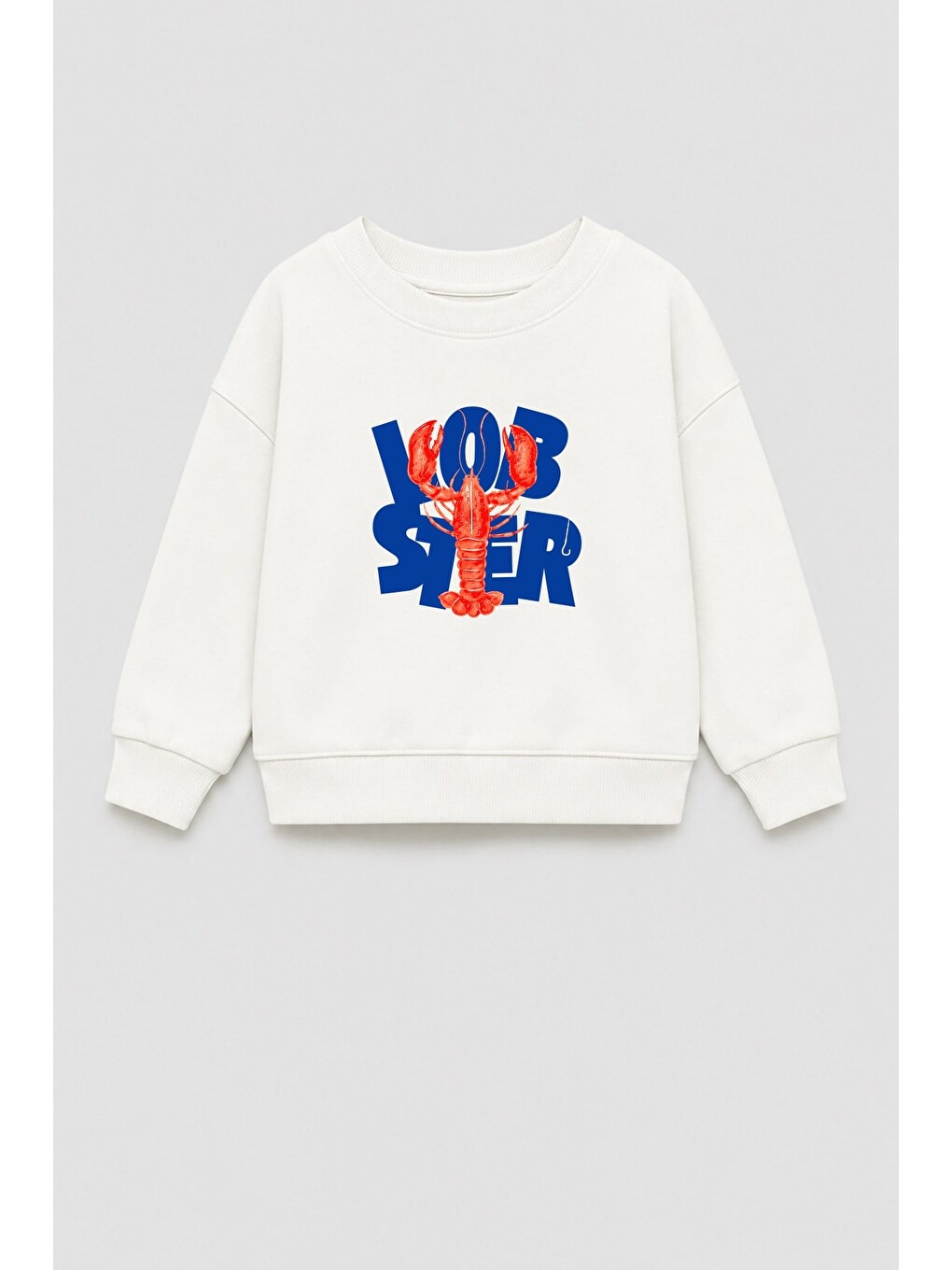 Ekru Erkek Çocuk 3 İplik Kumaş Pamuklu Baskılı Sweatshirt