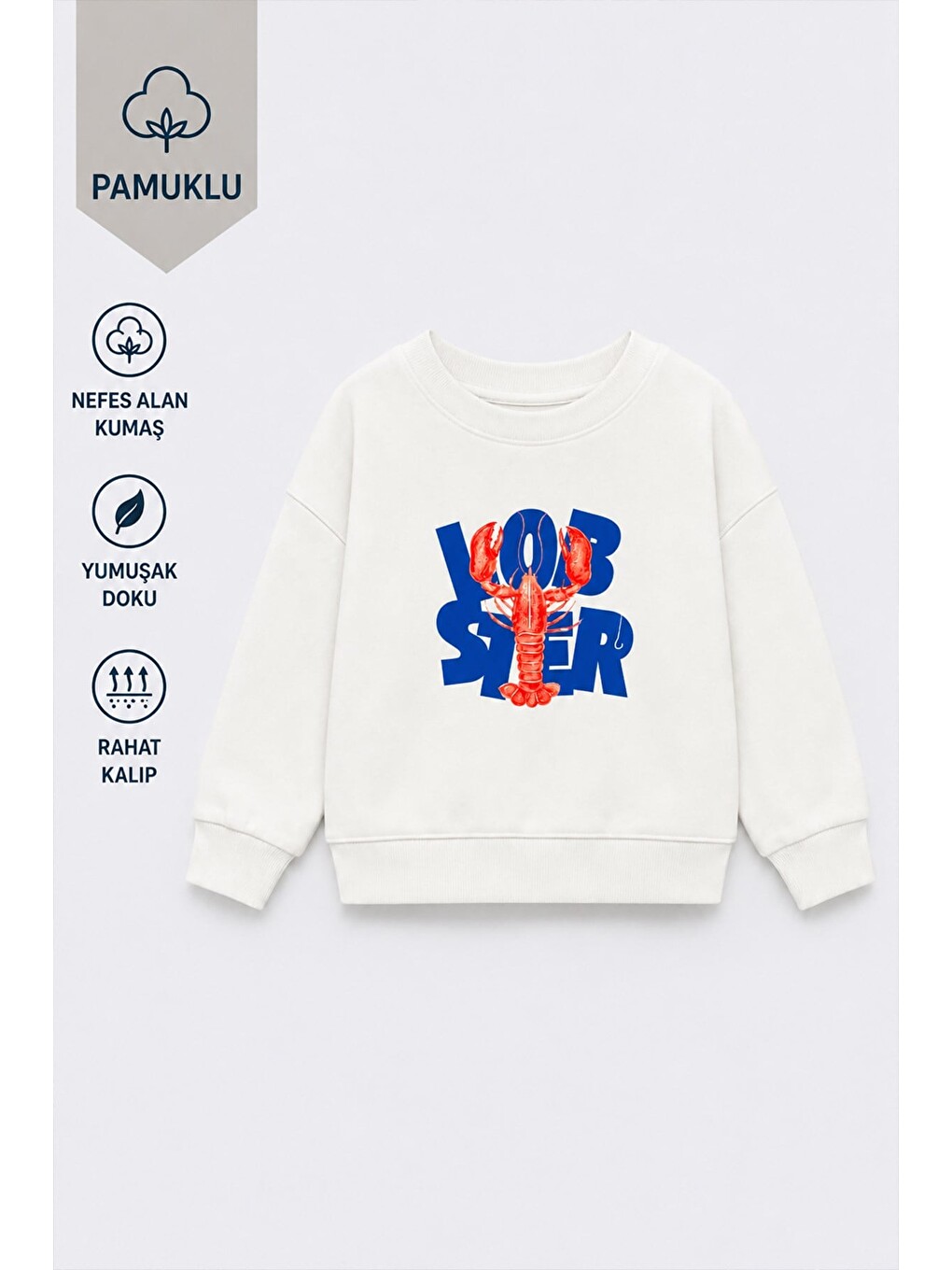 Ekru Erkek Çocuk 3 İplik Kumaş Pamuklu Baskılı Sweatshirt-1