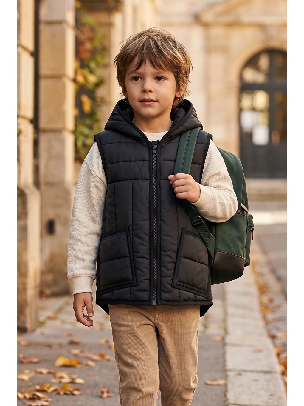Unisex Kapusonlu Siyah Renk Yelek-2