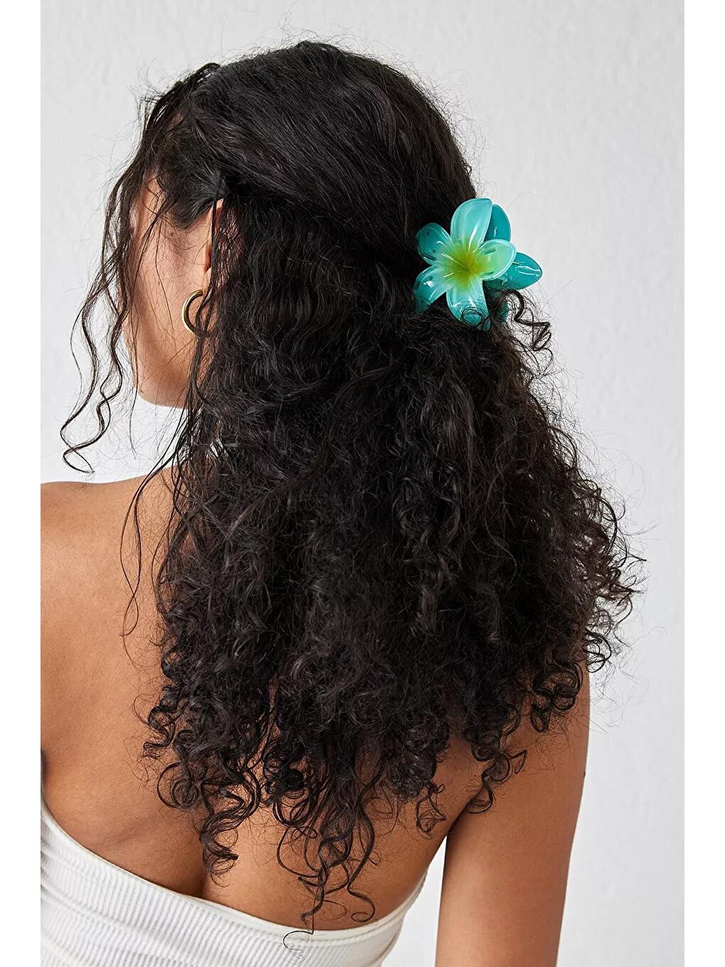 Mavi Büyük Hibiscus Lüks Asetat Mandal Toka-6