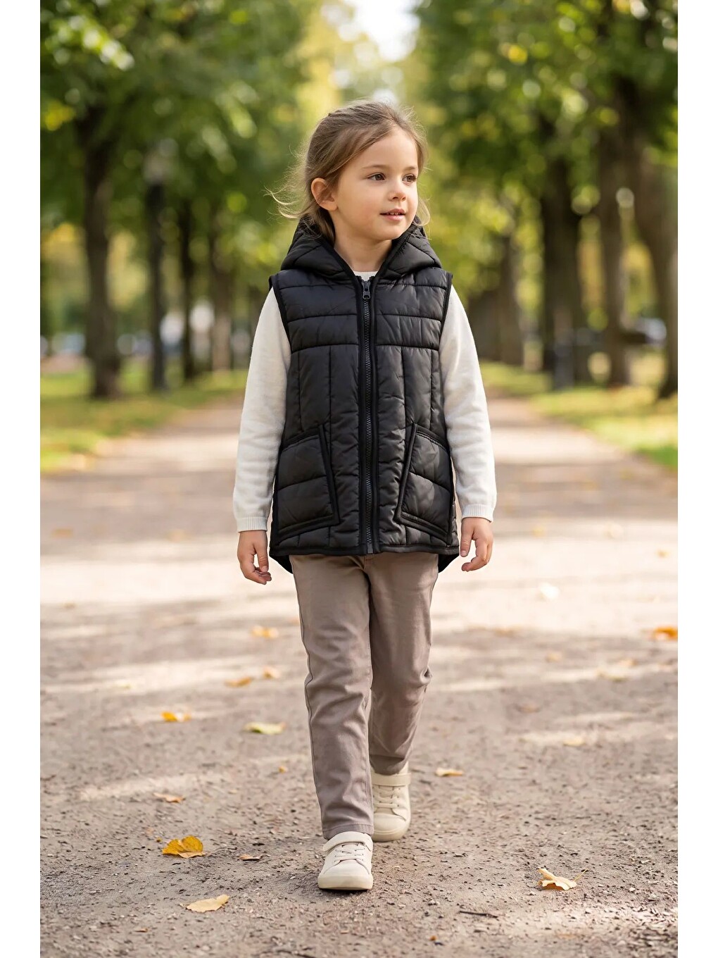 Unisex Kapusonlu Siyah Renk Yelek-4