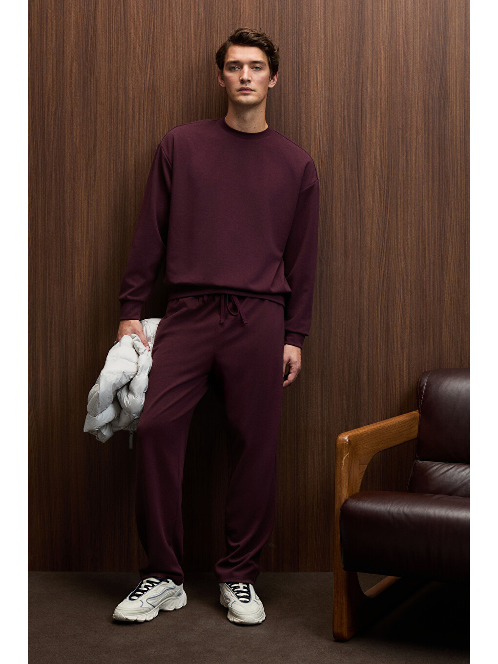 Vıento Erkek Bisiklet Yaka Uzun Kollu Regular Fit Bordo Sweatshirt-4