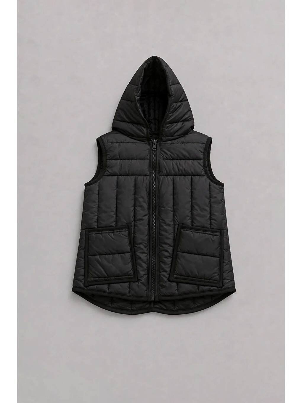 Unisex Kapusonlu Siyah Renk Yelek-7
