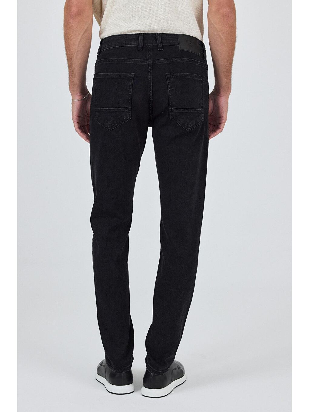 Siyah Gabardin 5 Cep Düz Paça Casual Slim Fit Pamuklu Denim Pantolon 1023250151-4
