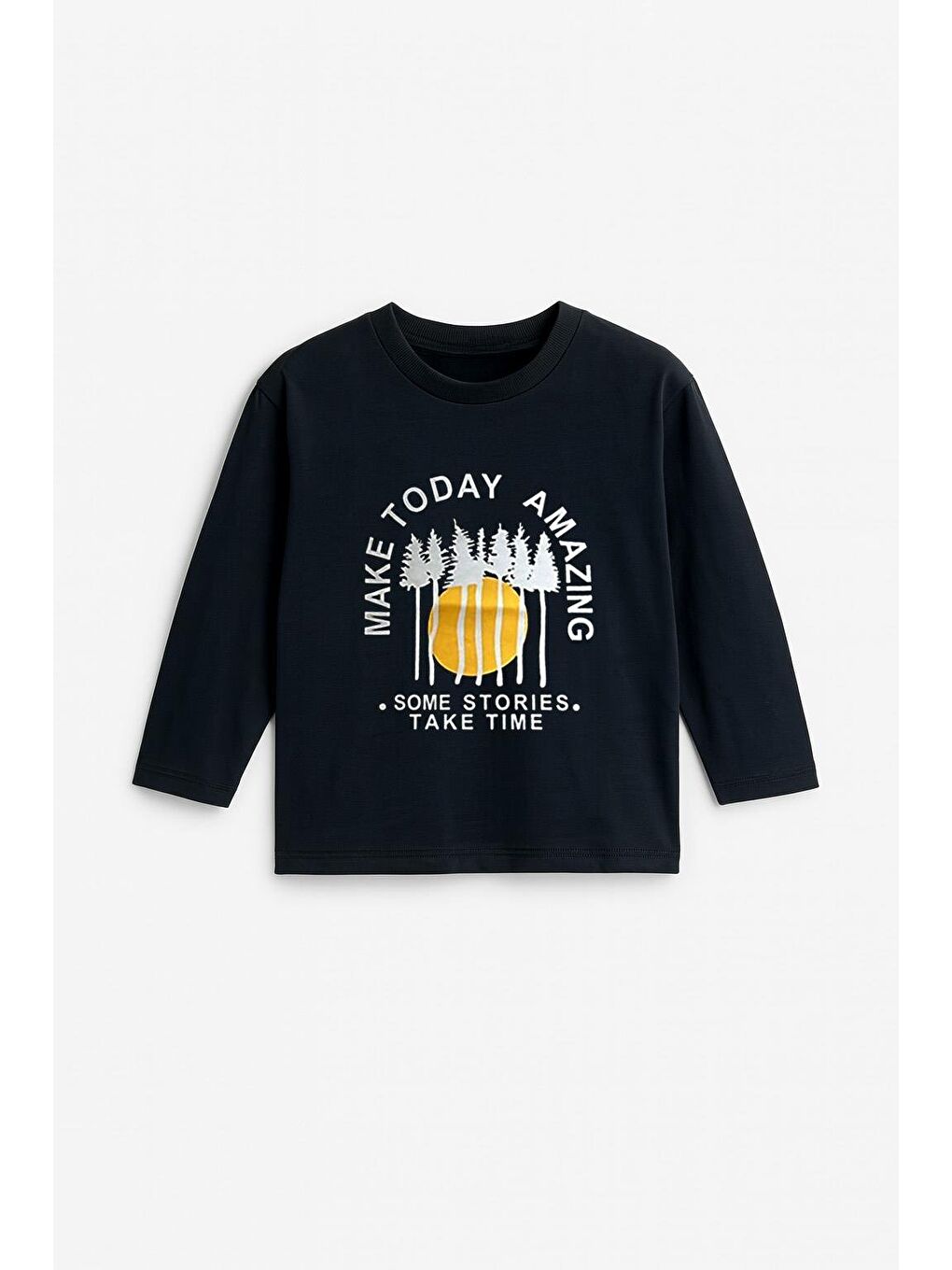 Erkek Çocuk %100 Pamuk Baskılı Uzun Kollu Tişört - Siyah (3-4 Yaş 8-9 Yaş)-1